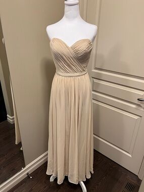 Strapless Chiffon Sweetheart Evening Dress in Nude